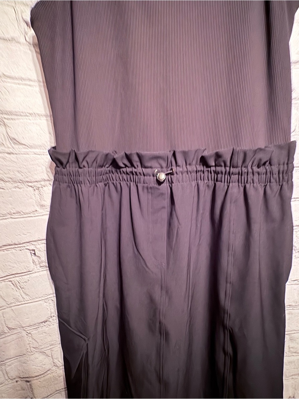Spanx Out Of Office Sleeveless Maxi Dress Mixed Media Utility Ribbed Pockets S/M - Picture 3 of 16